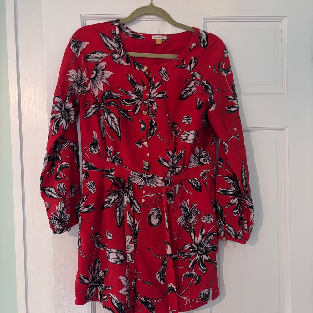 Leifsdottir Red Floral Romper